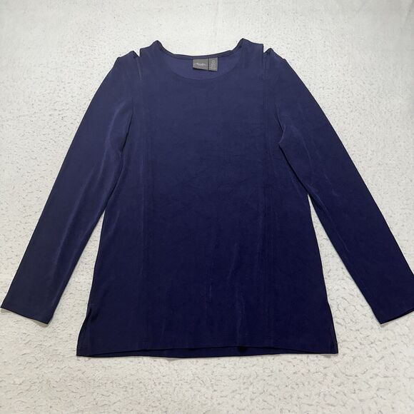 Chico's Tops - Chico's 0 Women's Small V-Neck Cold Shoulder Purple Long Sleeve Acetate Blouse